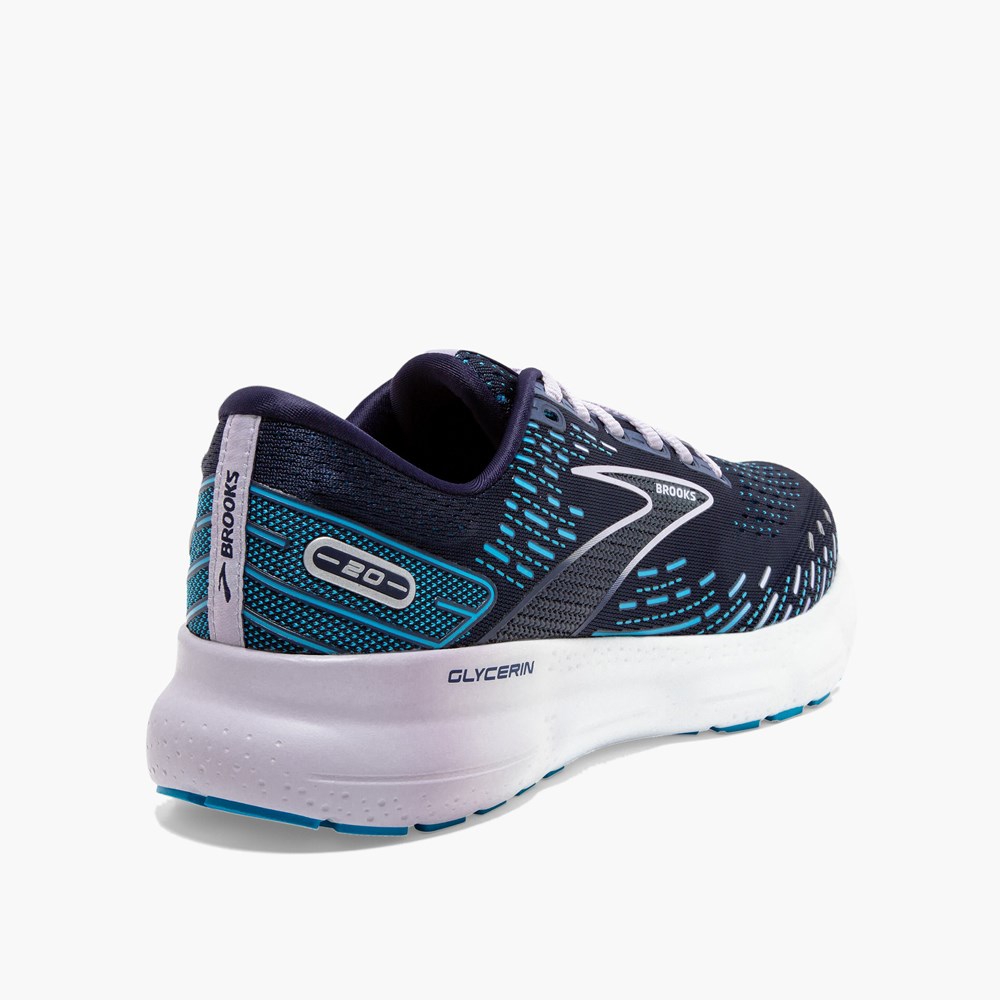 Chaussures Running Route Brooks Glycerin 20 Blanche Argent Femme | QZC-4451361